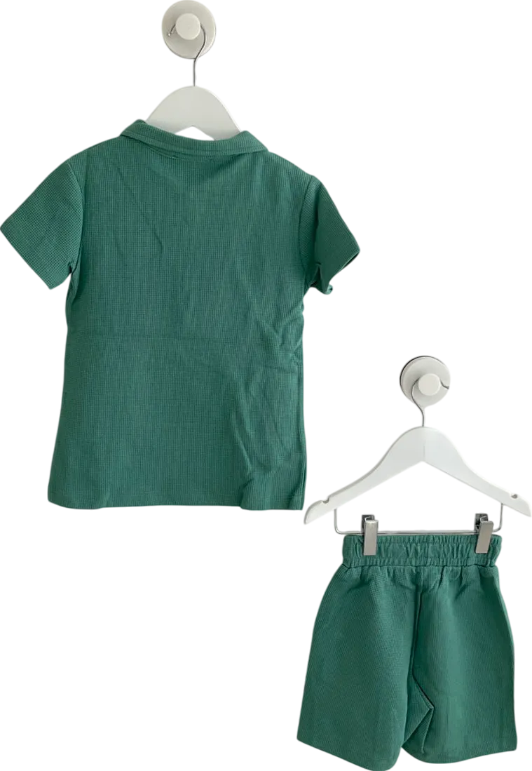 Samli premium collection Green Teal Blue Zip Up Shirt And Short Set 4 Years